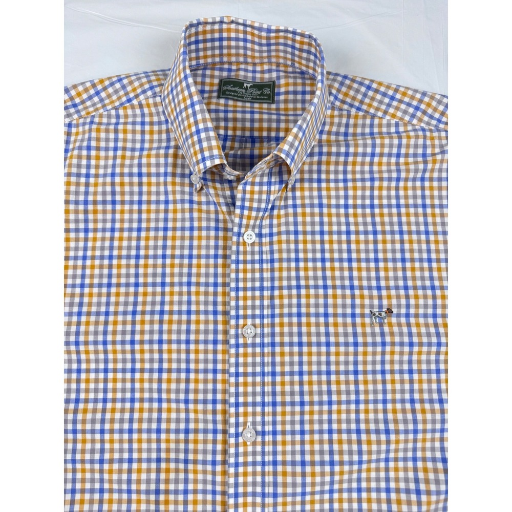 Southern Point Co Mens Hadley Shirt Large Blue Yellow Gingham Button Down L/S